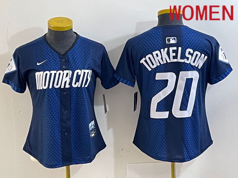 Women Detroit Tigers #20 Torkelson Blue City Edition Nike 2024 MLB Jersey style 1